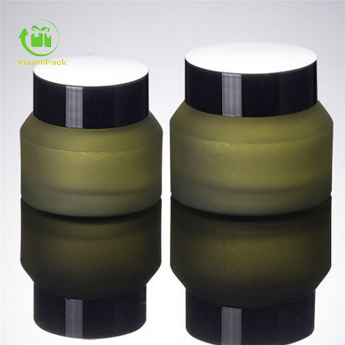 frosted green glass jars 50g