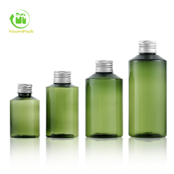 Green plastic bottle with lid