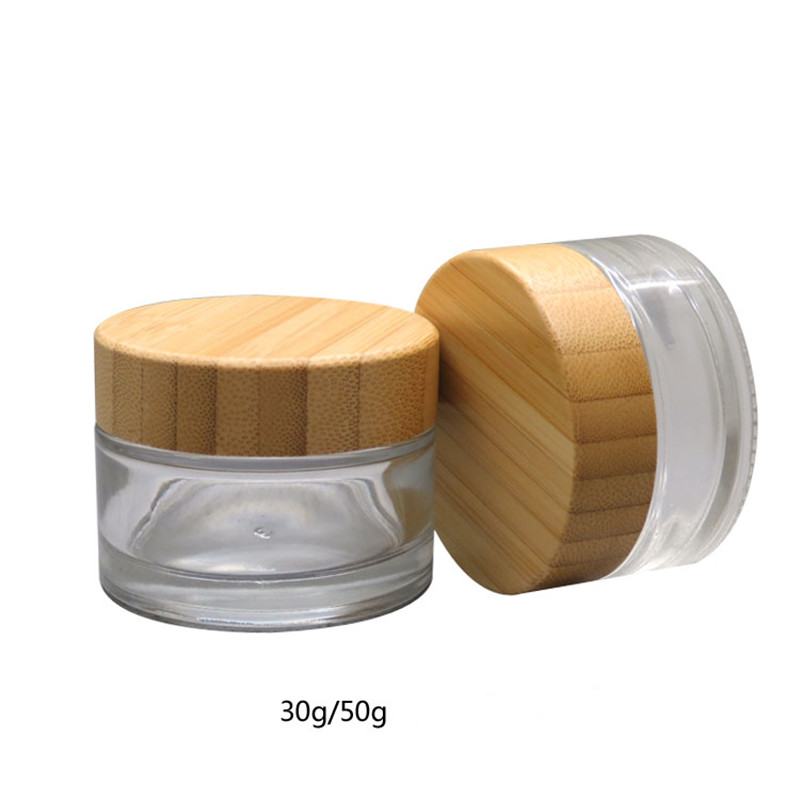 30g,50g glass jar with bamboo cap