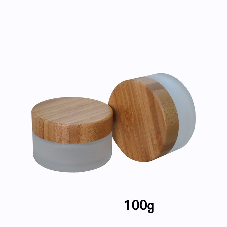 100g glass frosted jar with bamboo cap