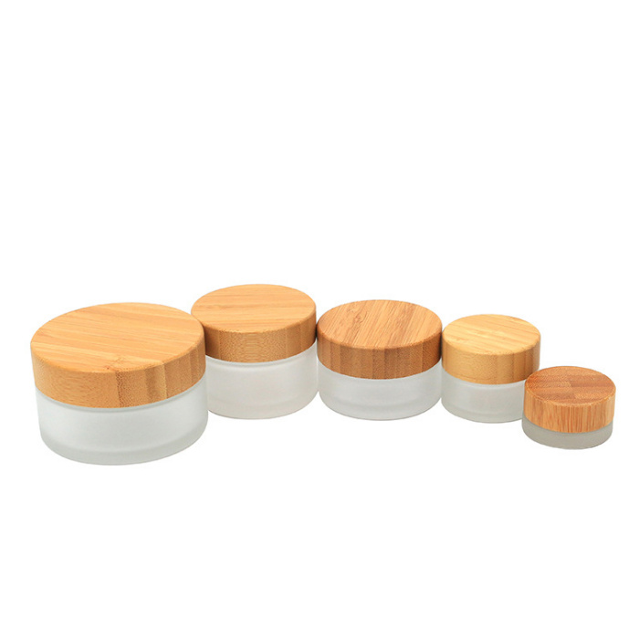 5g,15g,30g,50g,100g glass frosted jar with bamboo cap