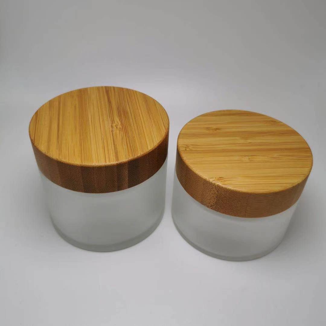 150g 200g glass frosted jar with bamboo cap